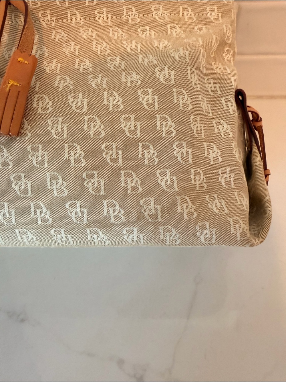Dooney & Bourke tassel tote with brown leather handles - Picture 5 of 12